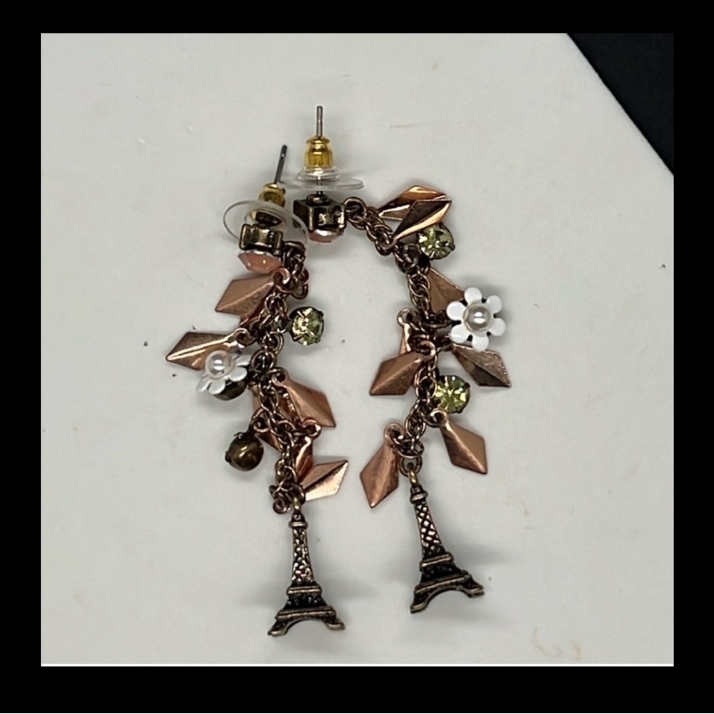 Betsy Johnson, wanderlust, multi mini charm, crystal earrings